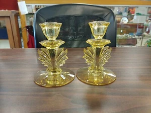 FOSTORIA TOPAS BAROCK KERZENSTÄNDER ATEMBERAUBENDES PAAR - Bild 1 von 7