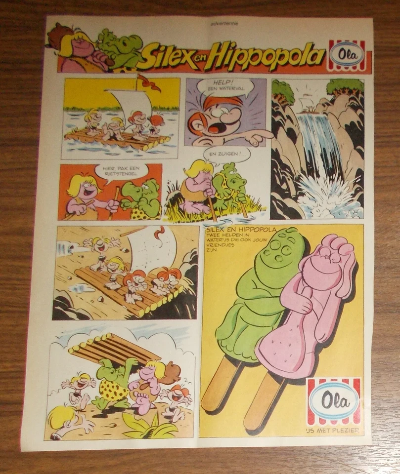 Seltene Werbung Langnese Ola SILEX & HIPPOPOLA Eis Steinzeit Comic #3 1981 - Bild 1 von 1
