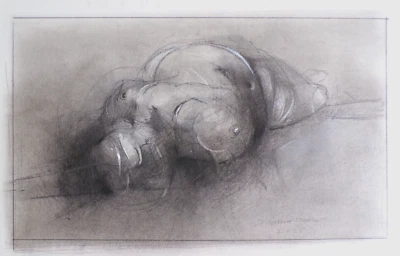 Figura abstracta gestual de carbón firmada por artista original de bellas artes Foto 1 de 4