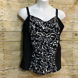 AVA & VIV Tankini Oberteil 26W schwarz weiß gerafft verstellbare Träger BH-Futter NEU Neu mit Etikett - Bild 1 von 11