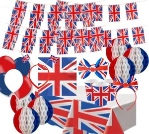 VE Day Partyzubehör Geschirr Straßendeko Union Jack GB King British - Bild 1 von 36