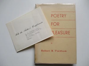 1966 1st POETRY FOR PLEASURE Robert R. Fordham HB D/J Poems RARE - Picture 1 of 16