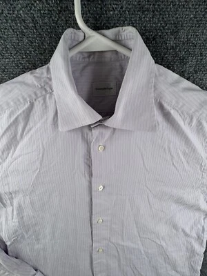 Camisa Ermenegildo Zegna Manga Larga Abotonada Hombres Rayas Púrpura 15.5 Algodón Foto 1 de 4