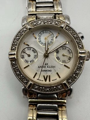 Anne Klein Women’s10-7899 Diamond Accented Multi-Function Silver/Gold Tone Watch - Image 1 of 4