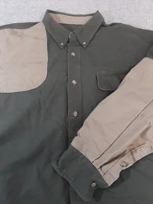 Men's CABELA'S Shooting Shirt XL 100% Heavy Cotton Green & Khaki Field Hunting - Image 1 of 4