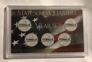 WASHINGTON STATE QUARTER DISPLAY CASE, 5 HOLE COIN HOLDER FROSTY PLASTIC   #0395