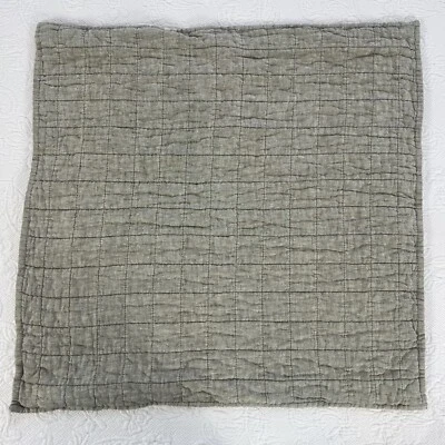 Crate & Barrel Pillow Sham Euro Winter Moss Belgian Flax Linen 25"X25" Green - Image 1 of 4