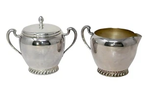 Pilgrim Silverplated Creamer & Covered Sugar Bowl Set #1376 - Picture 1 of 12