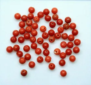 Natural Red Coral Undyed Round Beads Lot Loose Italian Red Coral Gemstone Beads - Picture 1 of 5