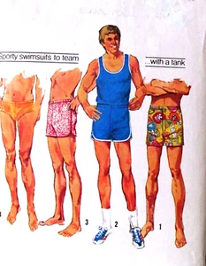 Vtg 70s Mens Shorts Swimming Suit Sewing PATTERN sz 42 44 cut complete - Picture 1 of 3