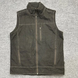 Kuhl Burr Vest Mens Medium Brown Full-Zip Canvas Bomber Fleece Lined - Picture 1 of 12