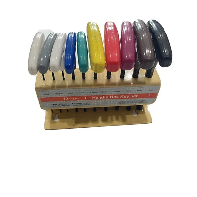 10 piece Vintage T Handled Hex Key set SAE Mechanic Tools - Image 1 of 4