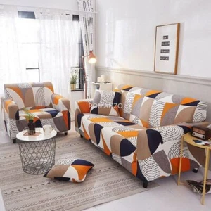 Geometric Elastic Sofa Covers Sectional Corner Slipcovers Couch Cover Protector - Picture 1 of 30