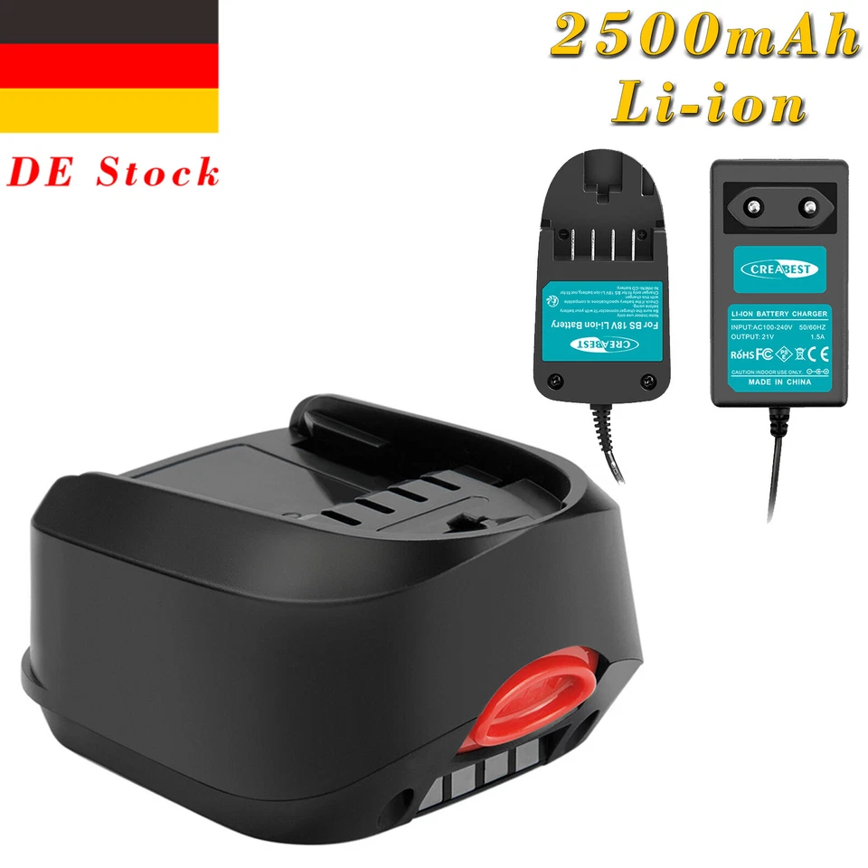 18V Li-ion Akku/Ladegerät Für Bosch PST 18 LI, PSR 18 LI-2, PSB18LI-2H Uneo Maxx - Bild 1 von 4