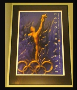 2002 LARGE OLYMPIC FRAMED POSTER Sen Mitt Romney Autograph President Candidate - Picture 1 of 3