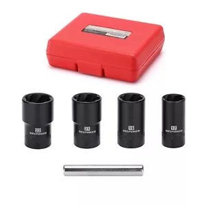 5 Pcs 1/2 Inch Twist Lug Nut Socket Set Drive Damaged Nut Lock Remover Extractor - Picture 1 of 9