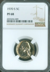 S Jefferson Nickel 1970 calidad NGC PF68 - Imagen 1 de 2