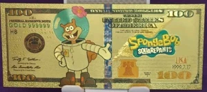Spongebob Sandy Goldfolie Dollar Schein - Bild 1 von 2