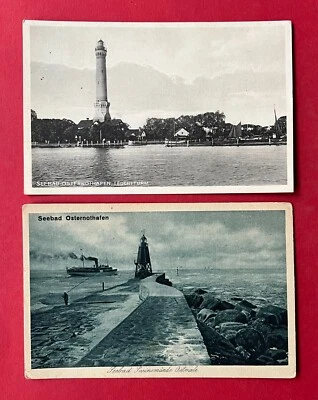 2 x AK Seebad OSTERNOTHAFEN 1930 Leuchtturm und Ostmole  ( 137833 - Bild 1 von 2
