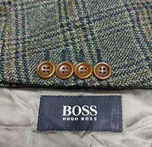 Vintage Hugo Boss handtailored bespoke plaid all worsted suit jacket blazer 42R - Picture 1 of 13