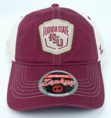 FLORIDA ST. SEMINOLES NCAA 2-TONE MESH TRUCKER SNAPBACK Z WASHED CAP HAT NWT! - Image 1 of 4