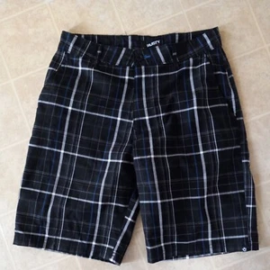 Rusty Shorts Mens 30 Black Plaid Chino Casual Pockets Vintage - Picture 1 of 3