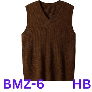 zhilifs Men's V-Neck Knitted Pullover Knitwear Vest Sweater Tops, Chocolate, S - Picture 1 of 6