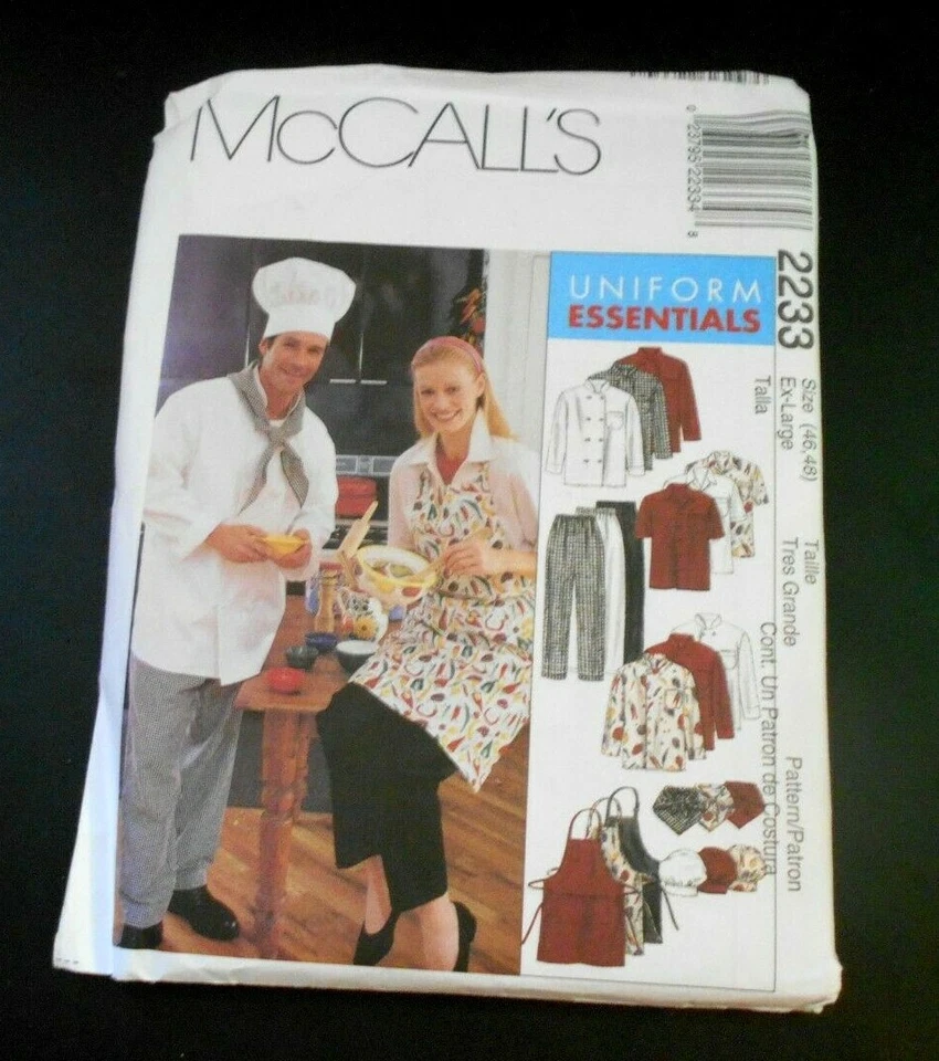 McCall's 2233 Uniform Essentials EX Large 48, 48 Misses Mens Jacket Shirt Apron - Image 1 of 2