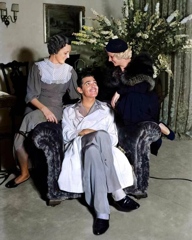 Jean Harlow, Clark Gable & Mary Astor in 1932 Red Dust 8x10 RARE COLOR Photo 605 - Image 1 of 1