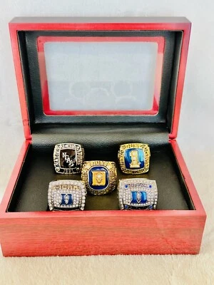 EBSPORTSRINGS.COM 5 PCS Duke Blue Devils National Champions Ring Set W Box, US SHIP, 1991-2015