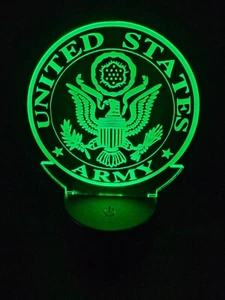 United States Army 3D LED Night Light 16 Color Changing Acrylic W/ Remote - Picture 1 of 11