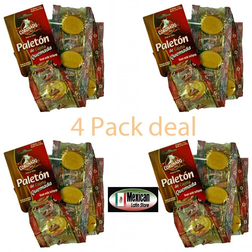 Coronado Paleton De Cajeta Quemada Mexican Goat Milk Candy Lollipops 4x10pcs
