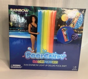 Piscina Caramelo Iluminado 74" Arco Iris Iluminado LED Deluxe Piscina Balsa Flotador 3 Modos - Imagen 1 de 5