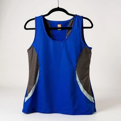 Camiseta sin mangas Lucy para mujer azul y gris Lucy Tech espalda deportiva M Foto 1 de 4
