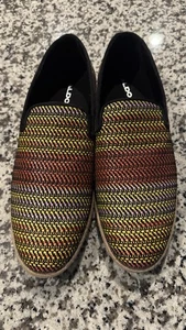 Zapatos Mocasines Aldo Comodo Sin Cordones Multicolor Arco Iris Negro Tejido de Rafia Para Hombres EE. UU. 9 - Imagen 1 de 6