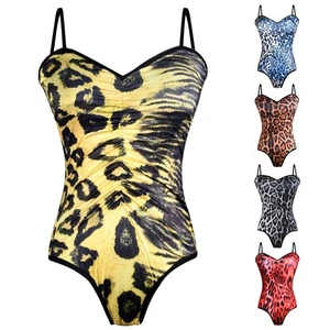 Damen Overall Gymnastik Body Party Kostüm Urlaub Print Camisole Latein - Bild 1 von 41