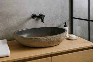 Lavandino in pietra naturale fatto a mano – Design moderno Indonesia - Picture 1 of 9