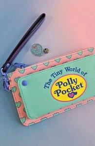 Women's Vintage Polly Pocket Heart Pattern Wallet Coin Purse PLUS FREE Pin NEW - Picture 1 of 9