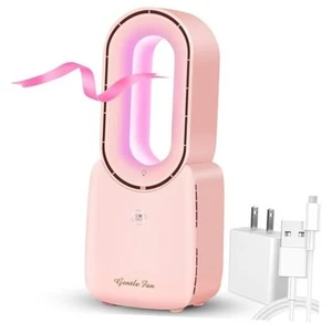  Desk Fan, 11.8 Inch Bladeless Fan Mini Office Fan 4 Speeds with 5-Colors Pink - Picture 1 of 8