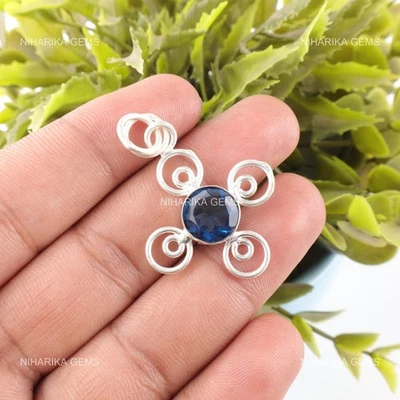 Argento Sterling Naturale London Topazio Blu Matrimonio Fidanzamento Pendente - Immagine 1 di 4