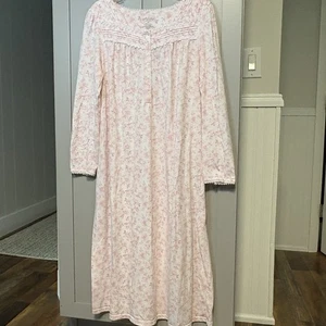 Croft & Barrow Intimated Nightgown Pink Floral Lace Medium Button Soft Knit - Picture 1 of 7