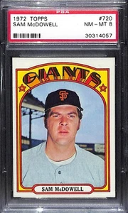 1972 Topps #720 Sam Mcdowell - Set rotto! PSA 8 High # SP - Foto 1 di 2