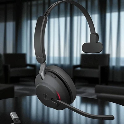 Mono Wireless Headset Jabra Evolve2 65 MS Teams USB-A Black Office Headphones - Image 1 of 4