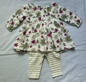 Set camicia e pantaloni Carter’s 3 mesi bambino caldo accogliente inverno fiori oro scintillante - Foto 1 di 12