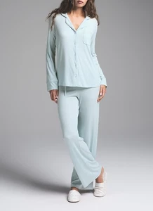 New Women's SKIMS Blue Quartz Soft Lounge Sleeve Pajama Set Size M - Picture 1 of 9