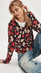 Neu Free People Nocturnal gemusterte Strickjacke Knopf Kaschmir Gr. S - Bild 1 von 7