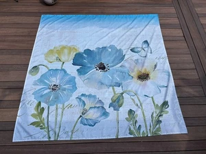 Blau/Creme Blume Schmetterling Duschvorhang Aquarell - Bild 1 von 6