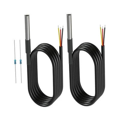 2x DS18B20 Temperature Sensors Stainless Steel Probe Thermometer Waterproof - Image 1 of 4