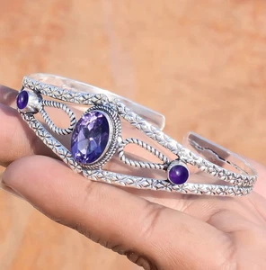 Bracciale da donna in argento sterling 925 con taglio ametista e pietra... - Foto 1 di 5