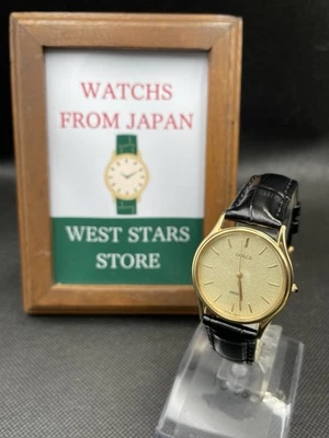 [Mint] Vintage SEIKO DOLCE 8N41-6060 Gold Dial Round Quartz Men's JAPAN - image 1 of 4